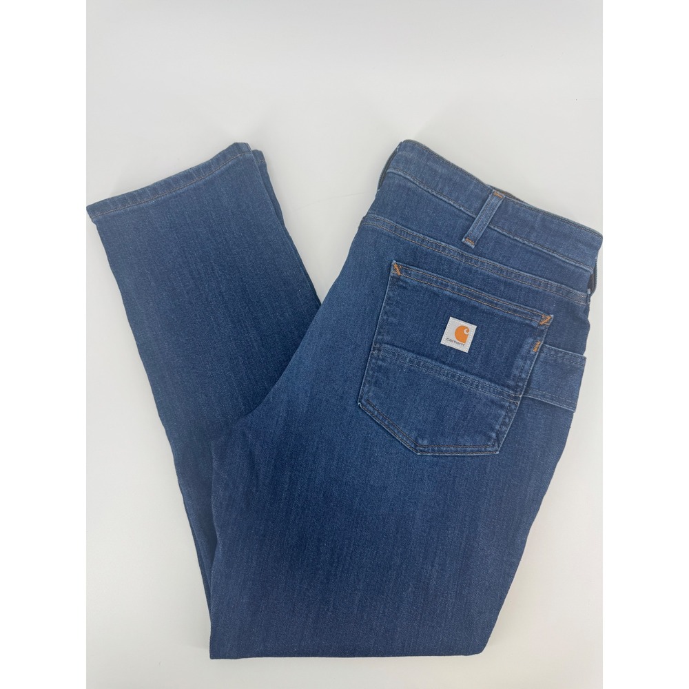 Carhartt Womens Relaxed Fit Straight Leg Jeans Dark Wash BD5383-W 14 Short